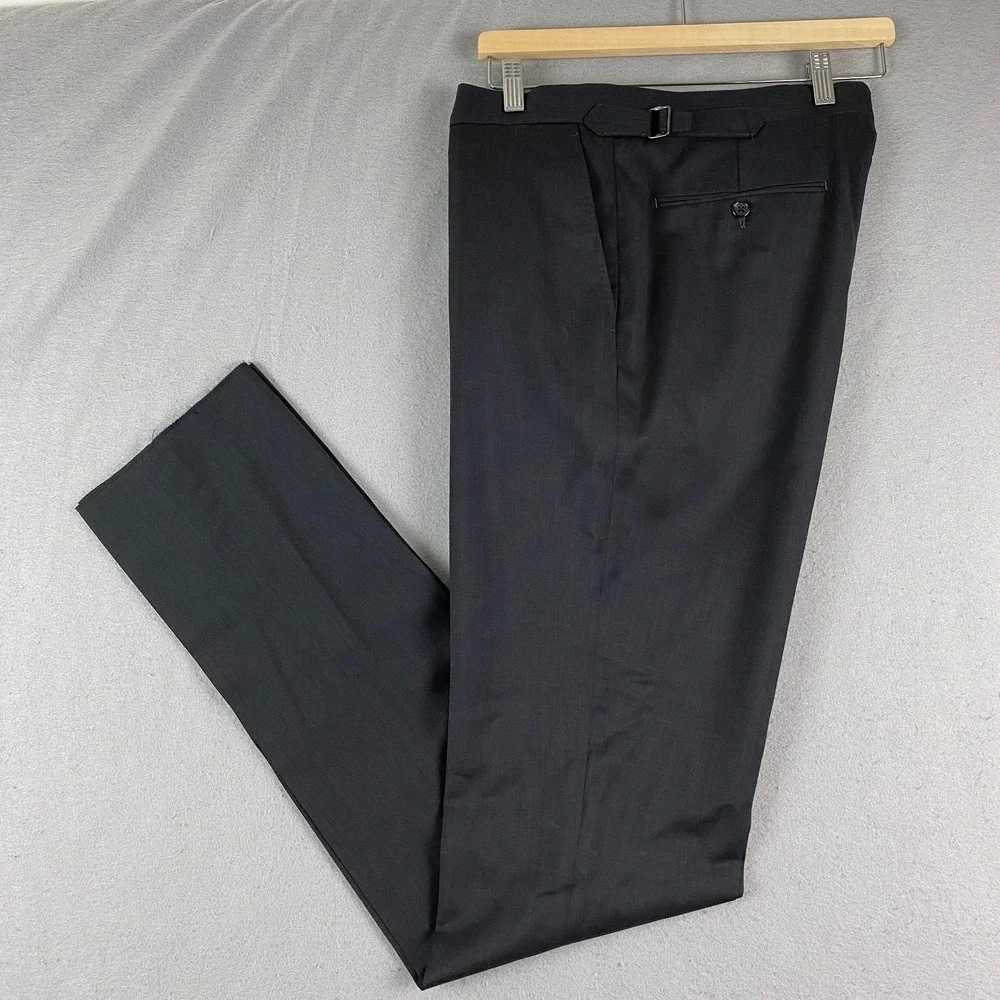Polo Ralph Lauren Mens serge Wool Dress Pants 34 slim fit Side Tab Unhemmed NWOT